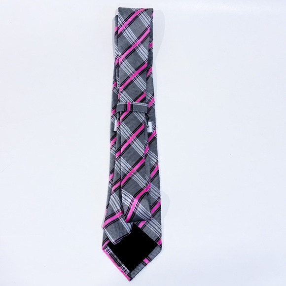 GEOFFREY BEENE Pink and grey plaid tie - Picture 2 of 3